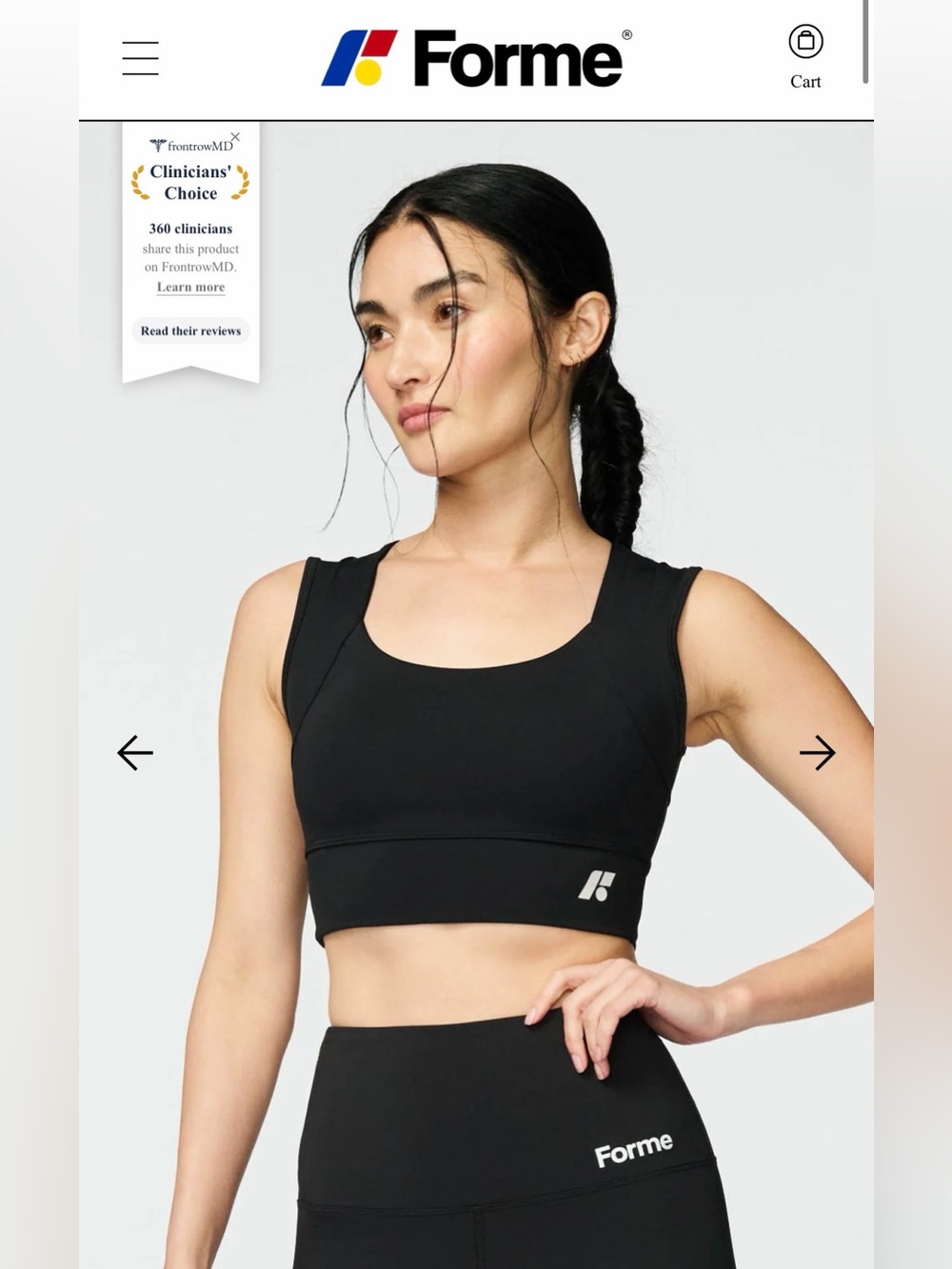 New With Tags, Forme Scoop-Neck Black Support Sports Bra XL